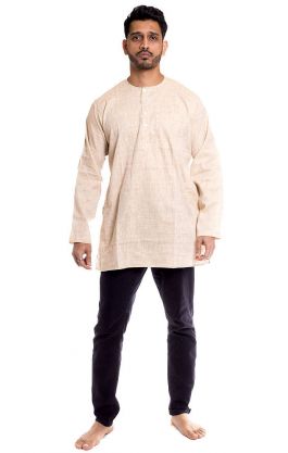 Indická pánská košile - kurti - béžová M ku469