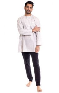 Indická pánská košile - kurti - šedá M ku478