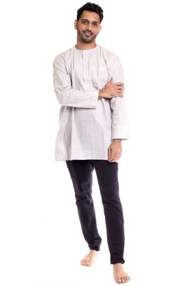 Indická pánská košile - kurti - šedá M ku478