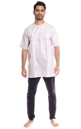 Indická pánská košile - kurti - šedá M ku481