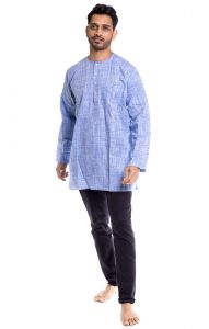 Indická pánská košile - kurti - modrá M ku484