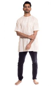 Indická pánská košile - kurti - slonovinová XL ku459