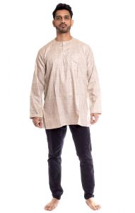 Indická pánská košile - kurti - přírodní XL ku474