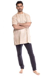 Indická pánská košile - kurti - přírodní XL ku477