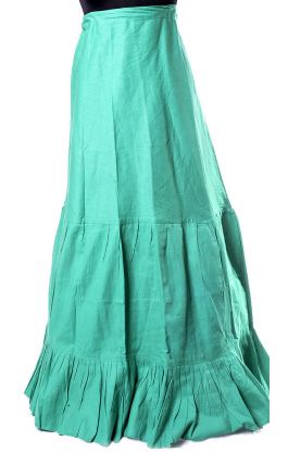 Dlouhá kanýrová sukně z vysoce kvalitní bavlny zelená suk5190