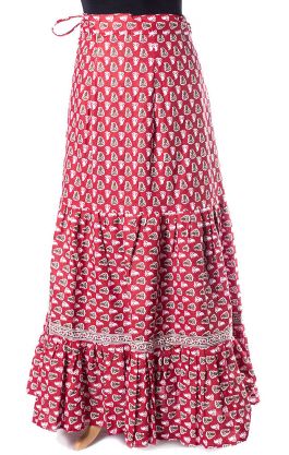 Dlouhá kanýrová sukně z vysoce kvalitní bavlny červená suk5200