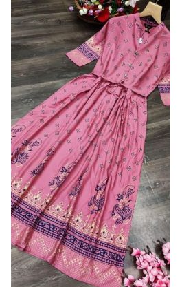 Luxusní anarkali šaty růžové L sty937