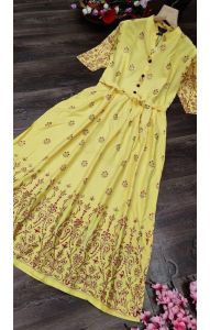 Luxusní anarkali šaty žluté L sty940
