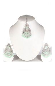 Moderní indická sada šperků ve stříbrné barvě ks1623