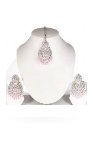 Moderní indická sada šperků ve stříbrné barvě ks1625