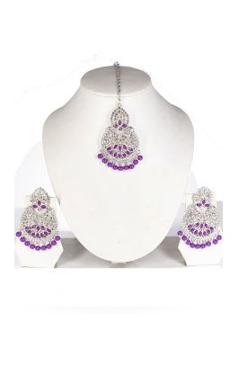 Moderní indická sada šperků ve stříbrné barvě ks1626