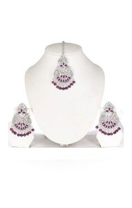 Moderní indická sada šperků ve stříbrné barvě ks1627