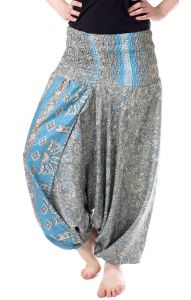 Turecké harémové kalhoty aladinky blankytné kal1548