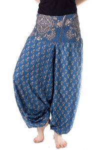 Turecké harémové kalhoty aladinky modré kal1573