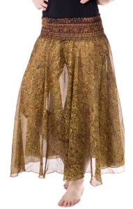 Kalhotová sukně zlatavá kal1598
