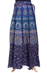 Razítková plátěná zavinovací sukně modrá suk5462