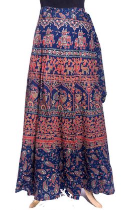 Batikovaná plátěná zavinovací sukně modrá suk5463