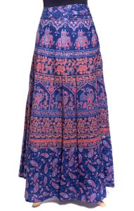 Batikovaná plátěná zavinovací sukně modrá suk5464