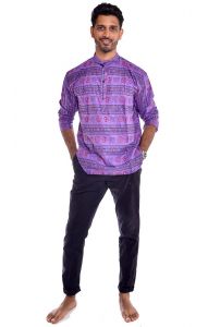 Pohodlná bavlněná pánská košile fialová M ku500