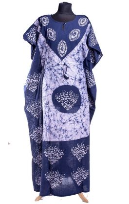 Bavlněný batikovaný kaftan modrý kaf1526