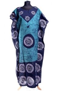 Bavlněný batikovaný kaftan smaragdový kaf1531
