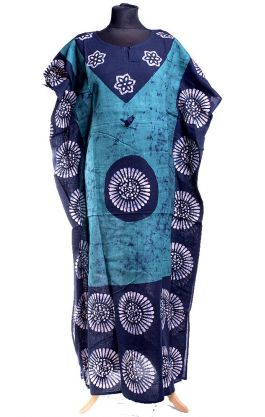 Bavlněný batikovaný kaftan smaragdový kaf1531
