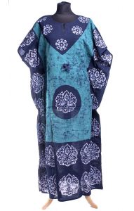 Bavlněný batikovaný kaftan smaragdový kaf1532