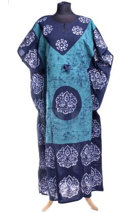 Bavlněný batikovaný kaftan smaragdový kaf1532