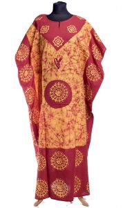 Bavlněný batikovaný kaftan oranžový kaf1539