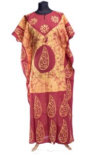 Bavlněný batikovaný kaftan oranžový kaf1540
