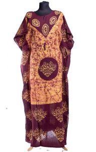 Bavlněný batikovaný kaftan vínový kaf1542