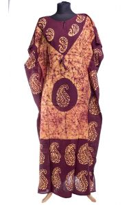 Bavlněný batikovaný kaftan vínový kaf1544