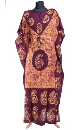 Bavlněný batikovaný kaftan vínový kaf1544