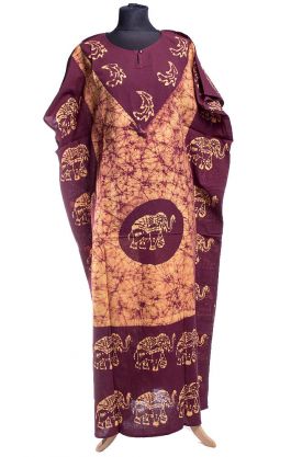 Bavlněný batikovaný kaftan vínový kaf1545