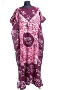 Bavlněný batikovaný kaftan vínový kaf1548
