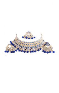 Ručně malovaný chandramukhi set modrý ks1705