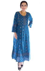 Pohodlné anarkali šaty tyrkysové XL sty977