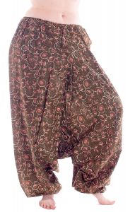 Harémové kalhoty aladinky z vysoce kvalitní bavlny olivové kal1624