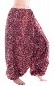 Harémové kalhoty aladinky z vysoce kvalitní bavlny vínové kal1626