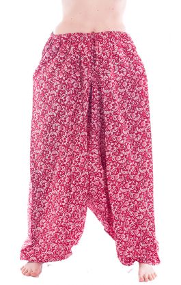 Harémové kalhoty aladinky z vysoce kvalitní bavlny červené kal1627