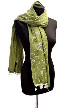 Elegantní bavlněná šálka - dupatta - z Indie olivová st2036