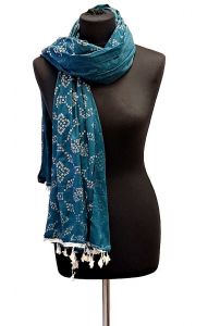 Elegantní bavlněná šálka - dupatta - z Indie petrolejová st2038