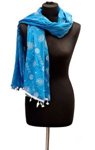 Elegantní bavlněná šálka - dupatta - z Indie tyrkysová st2039