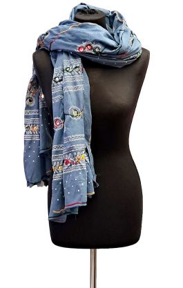 Lidová rádžasthánská šálka - dupatta šedá dh2043