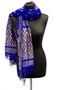 Zdobená indická šála (dupatta) modrá st2055