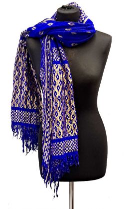 Zdobená indická šála (dupatta) modrá st2055