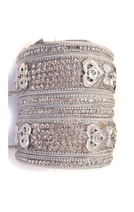 Luxusní sada náramků bangles s přívěsky stříbná barva M ba480