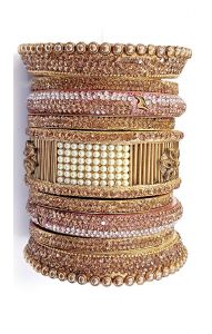 Luxusní sada náramků bangles zlatá barva L ba482