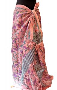 Sarong - pareo s ptáčky světle růžový sr581