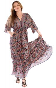 Hedvábně jemné hippie boho šaty s kapsami černé sty1081